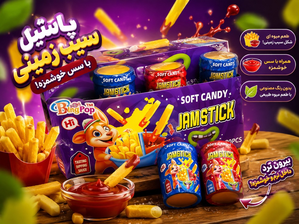 پاستیل ترش سیب زمینی با سس باکس 20 عددی
