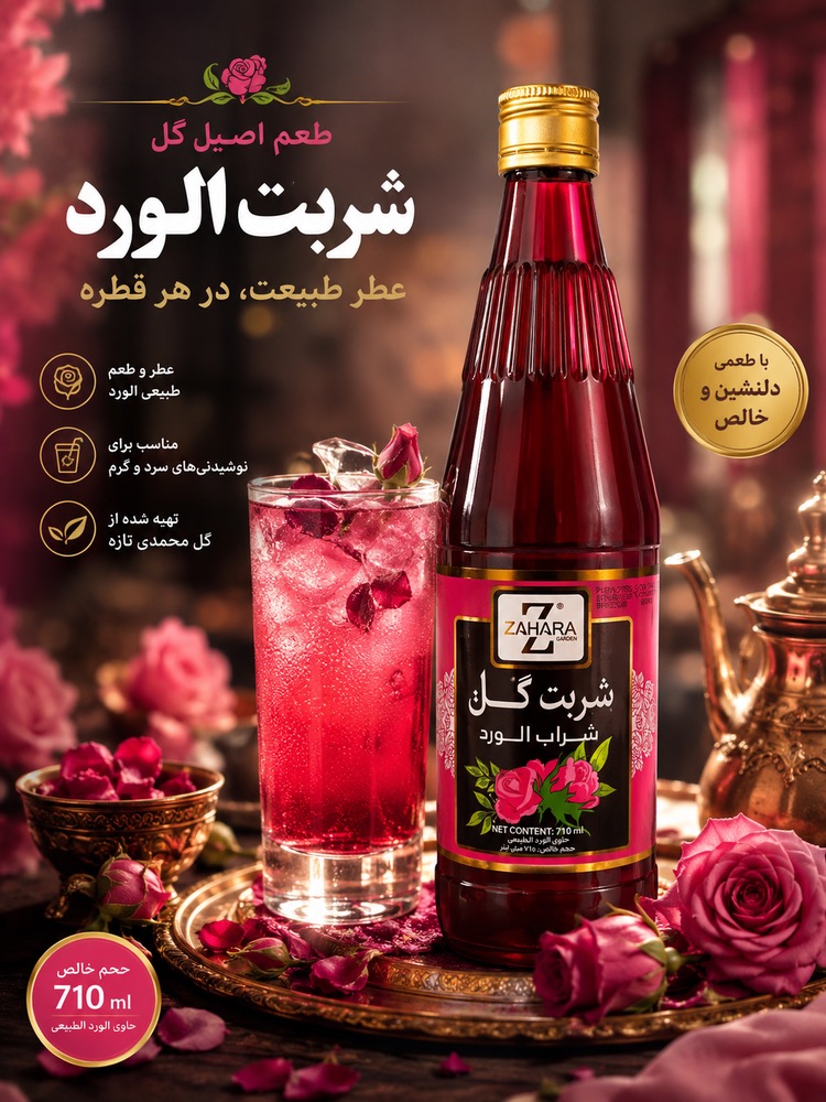 شربت گل برند زهارا 710مل ساخت امارات
