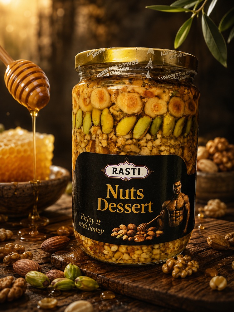 معجون مخلوط 5 مغز در عسل راستی 720 گرم